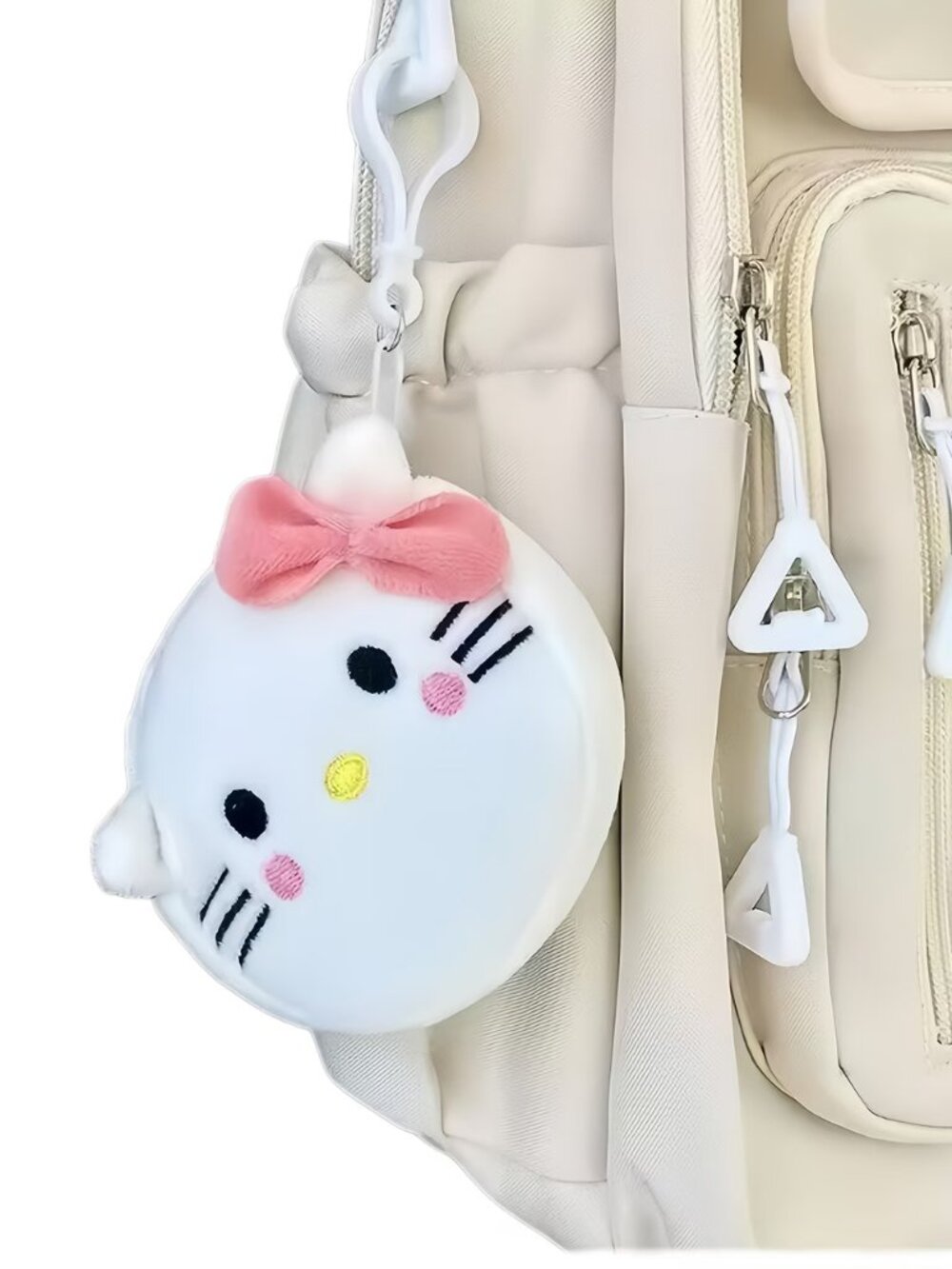 White Hello Kitty Silicone Case with Pink Bow forAirPods 1/2/3/4/Pro/Pro 2/Pro 3